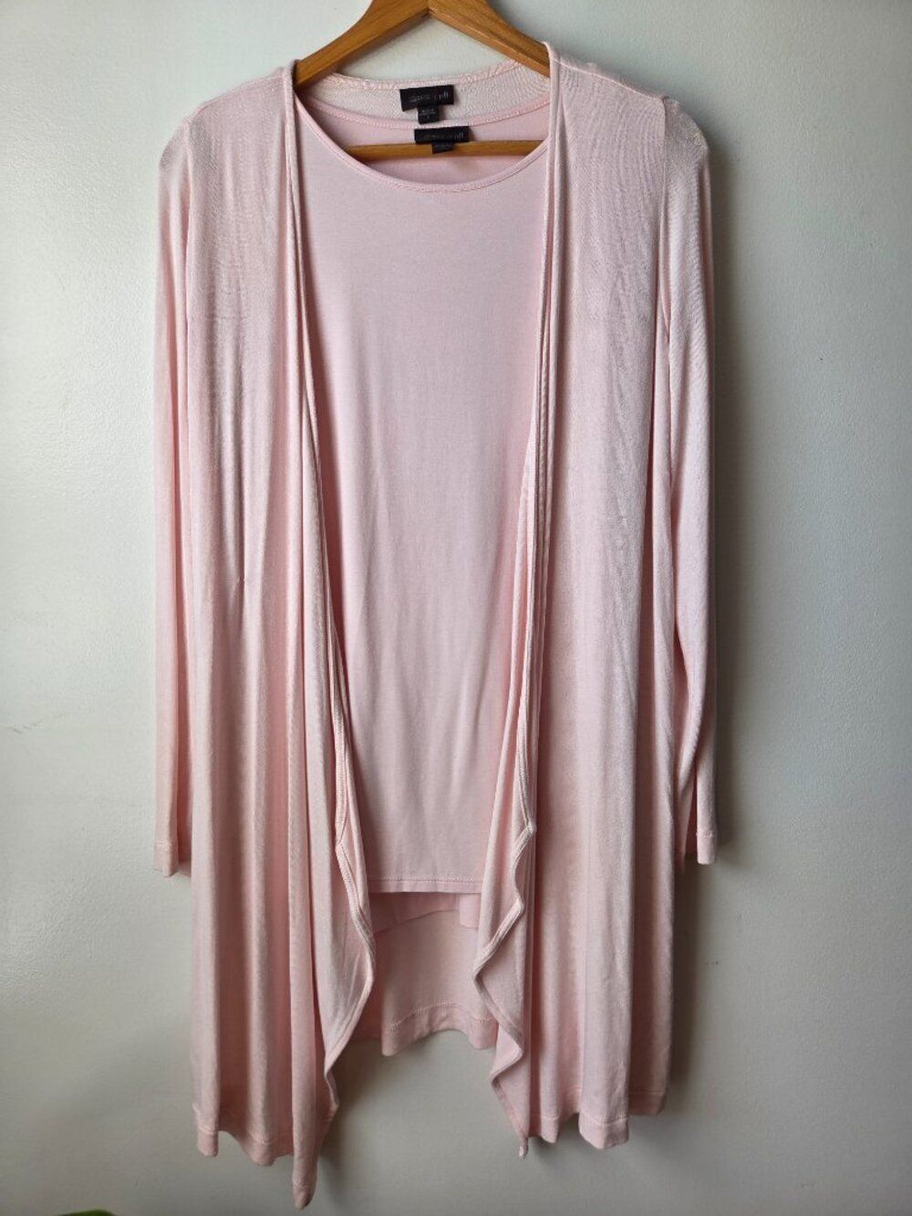 LIKE NEW J JILL BLUSH PINK 2 PC TANK & CARDIGAN LOOSE FITTING SIZE SMALL